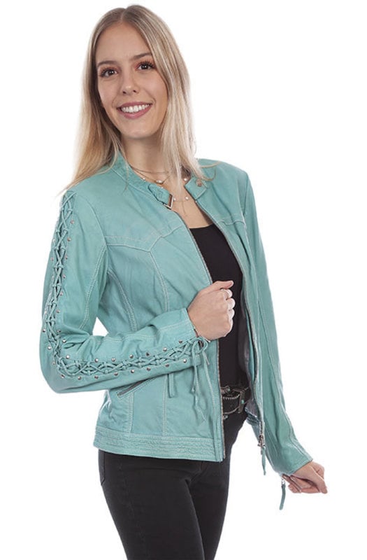 Scully Leather Women's Scully Laced Sleeve Leather Jacket