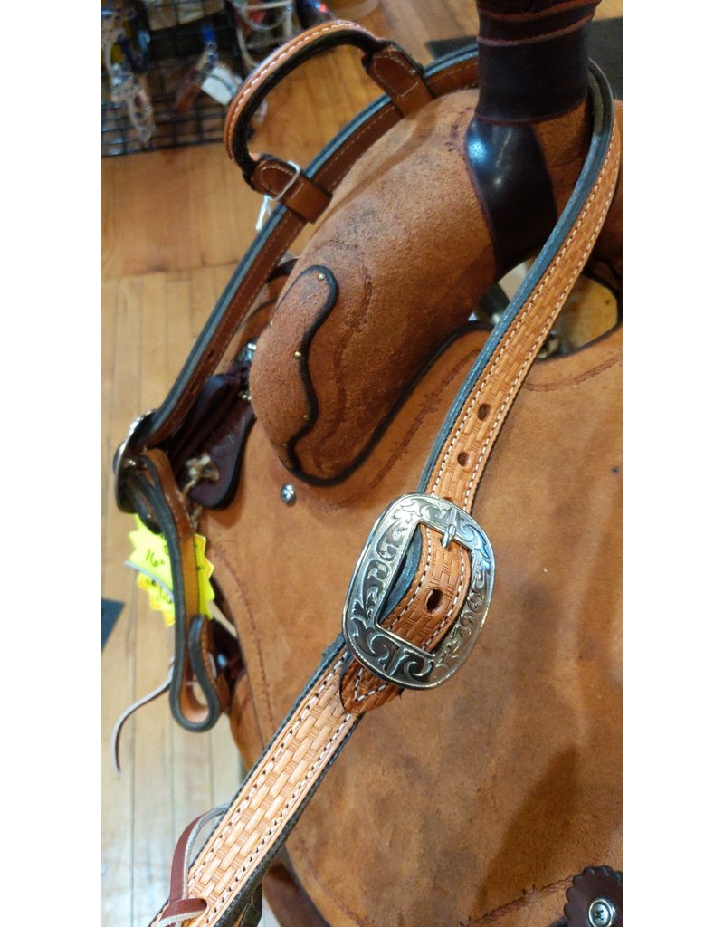 Circle L Circle L One Ear Light Oil Headstall with  Basket Tooling