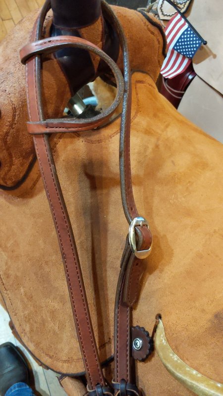 Circle L Circle L Plain Stitched One Ear Headstall - Horse Size Med. Oil