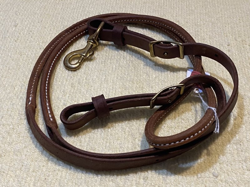 Circle L Leather Rolled Game Rein Medium Oil - 6.5'