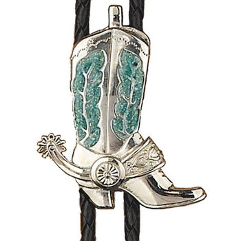 Bolo Tie - Silver Boot with Turquoise