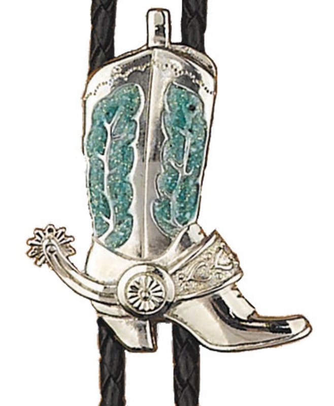 Bolo Tie - Silver Boot with Turquoise