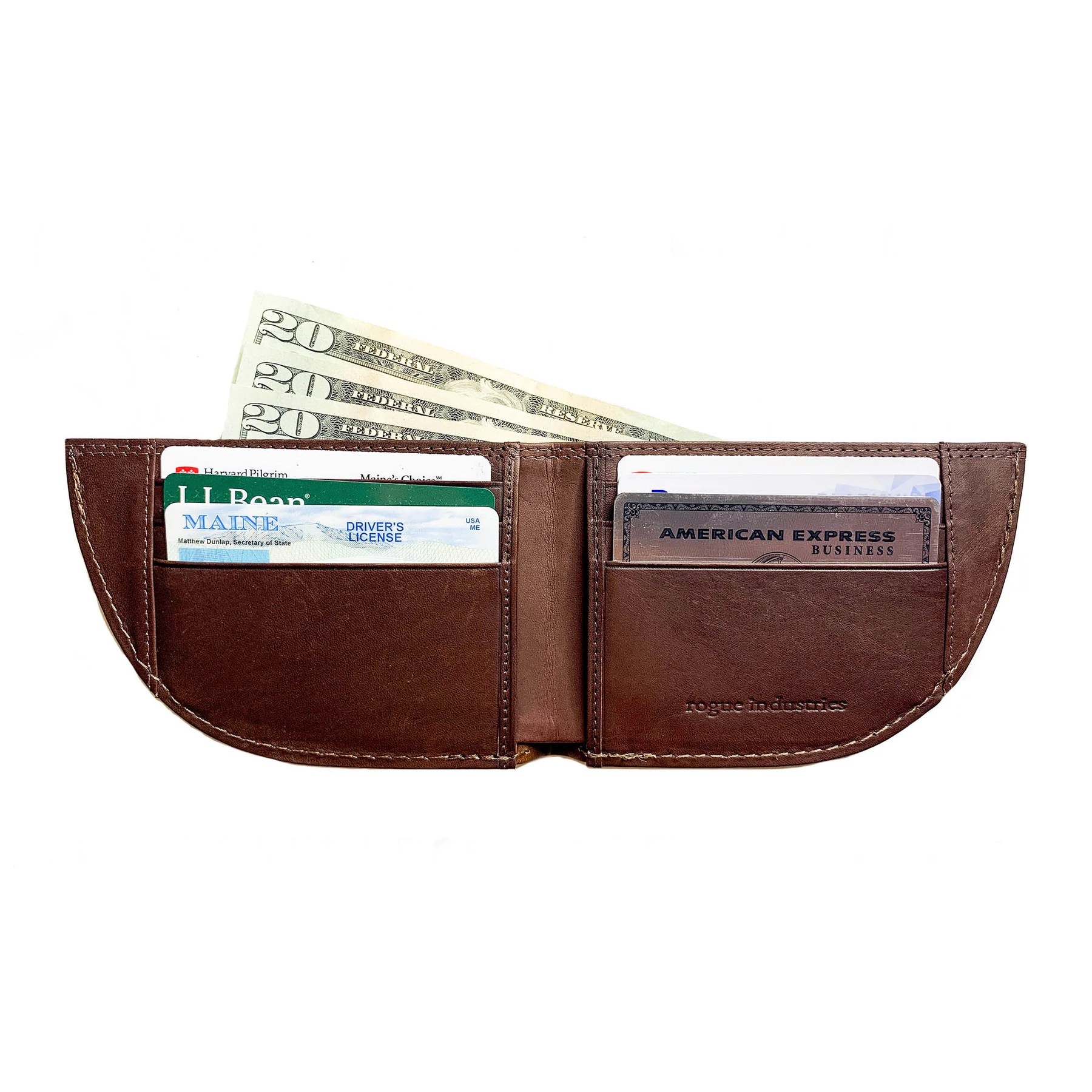 Rogue Front Pocket Wallet - Classic Made in Maine Edition, 3 Card Slots W ID Window - Black by Rogue Industries
