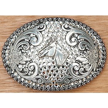 Belt Buckle - Berry Edged Crystal Horsehead