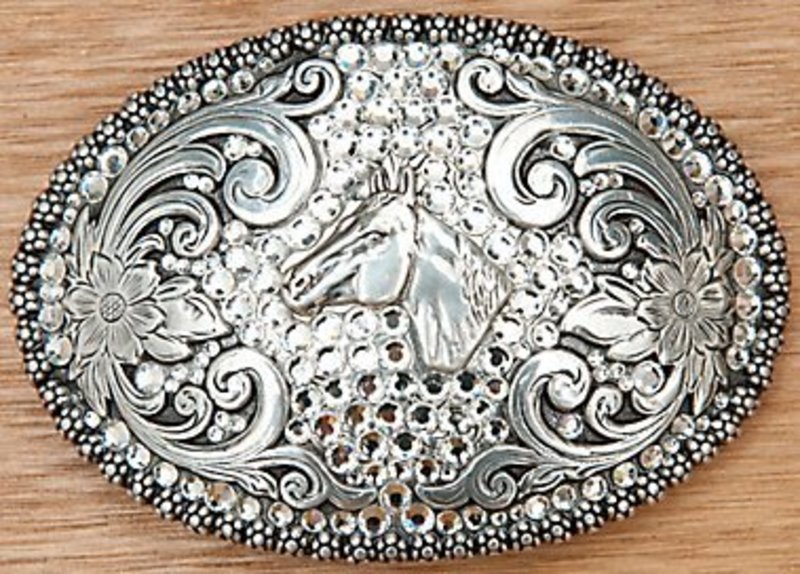 Belt Buckle - Berry Edged Crystal Horsehead