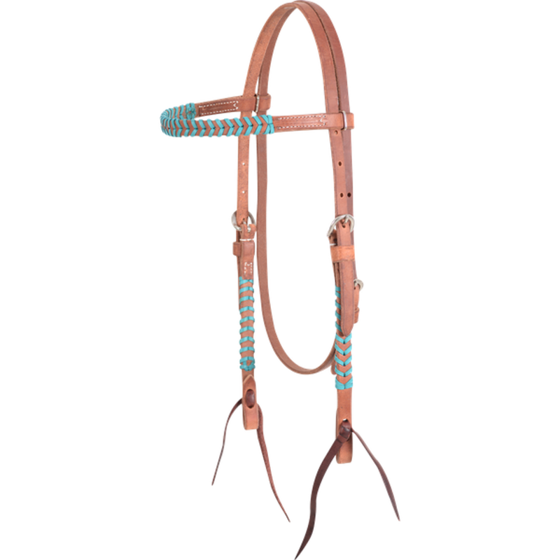 Colored Lace Browband Headstall - Turquoise