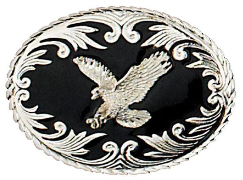 Belt Buckle - Silver Eagle with Black Enamel