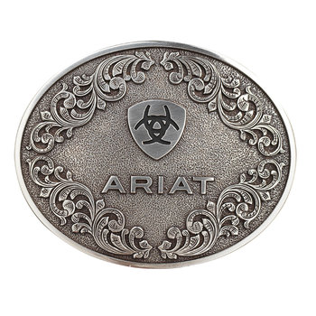 Belt Buckle - Oval Ariat Logo and Scrolling