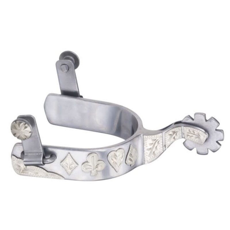 Tough-1 Sweet Iron Spurs with Poker Suits Design