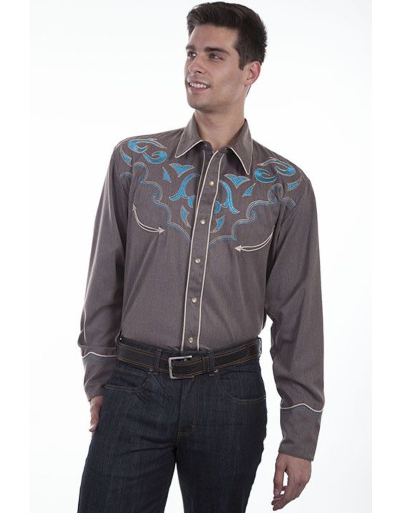 Men's Scully Embroidered Western Shirt 