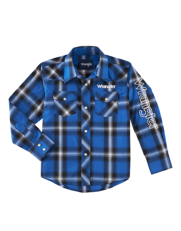 Wrangler Boy's Wrangler Blue Logo Shirt