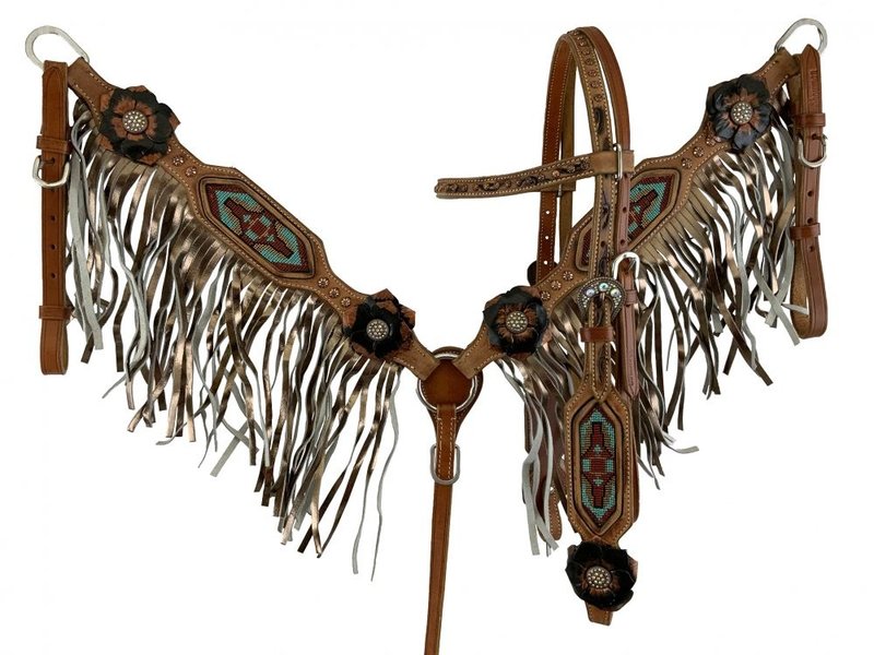Showman Tack Set - Beaded with Fringe and Flowers