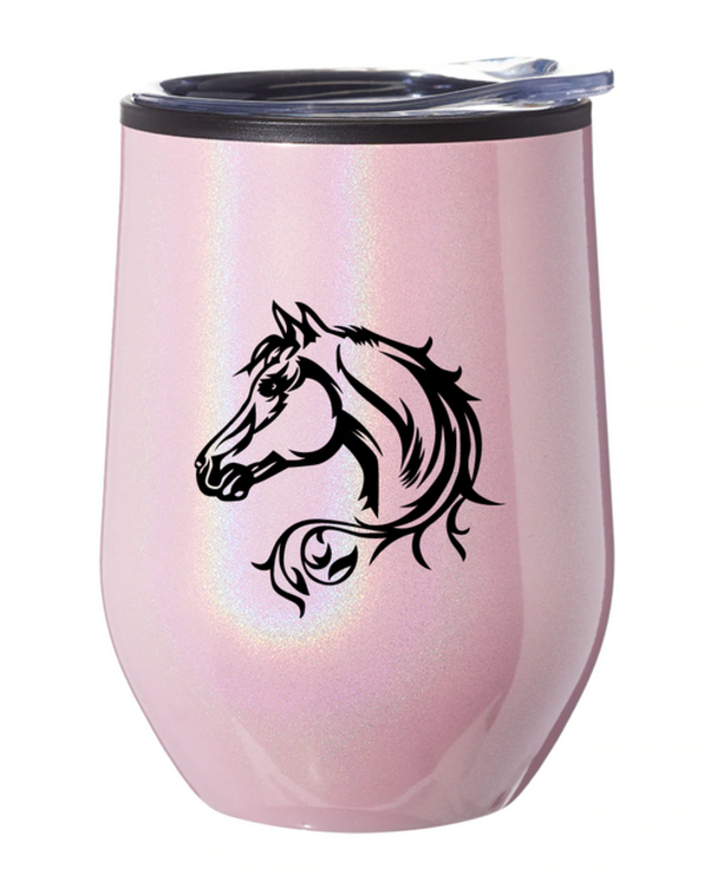 AWST Stemless Wine Tumber - Rose Fancy Horse Head