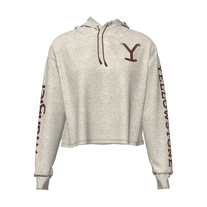 Women's Wrangler Yellowstone Cropped Hoodie Oatmeal Heather - Gass Horse  Supply & Western Wear