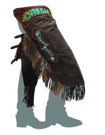 Showman Showman Brown Suede Chinks with Feather Design
