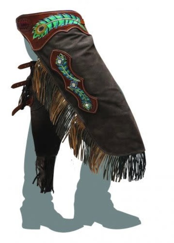 Showman Showman Brown Suede Chinks with Feather Design