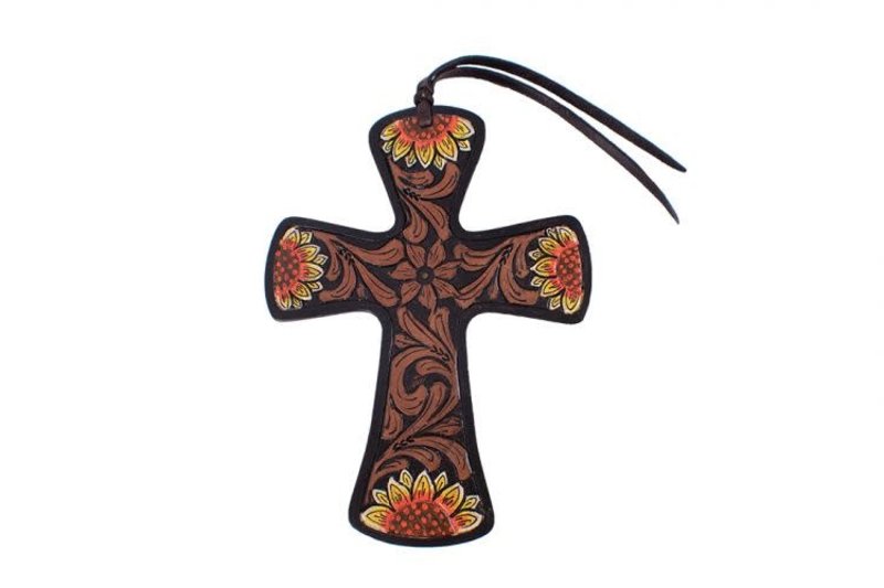 Showman Leather Saddle Charm - Painted Cross