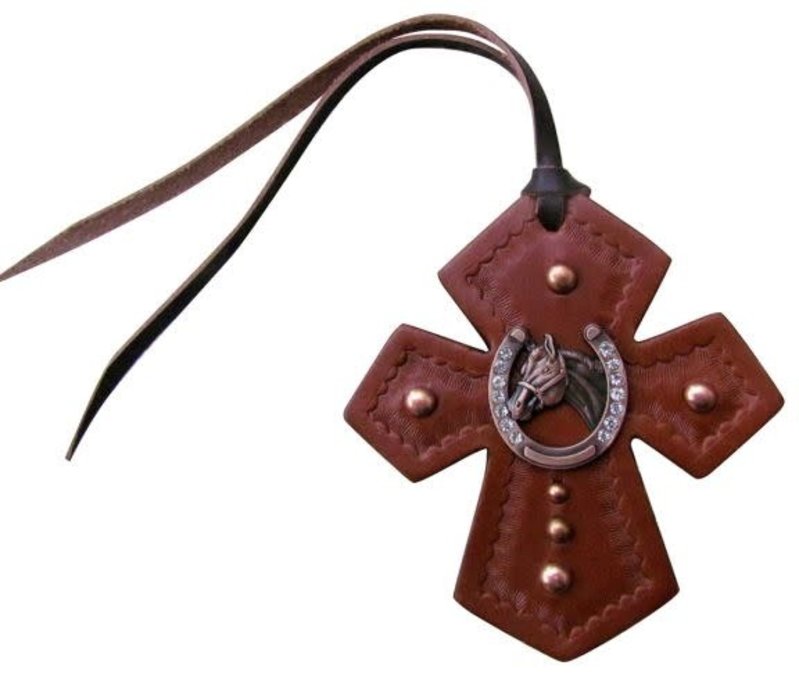 Showman Leather Saddle Charm - Cross