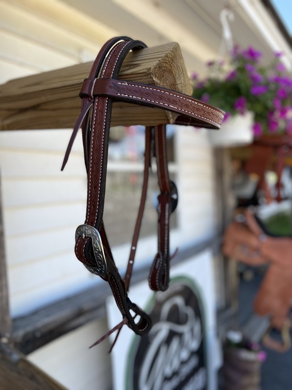 Circle L Circle L Browband Headstall - Barb Wire Tooled