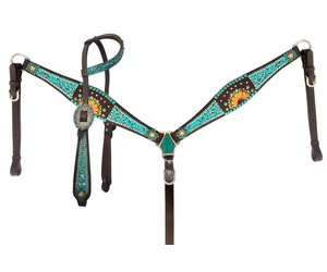 Bosal Bridle - Showman with Turquoise Accents