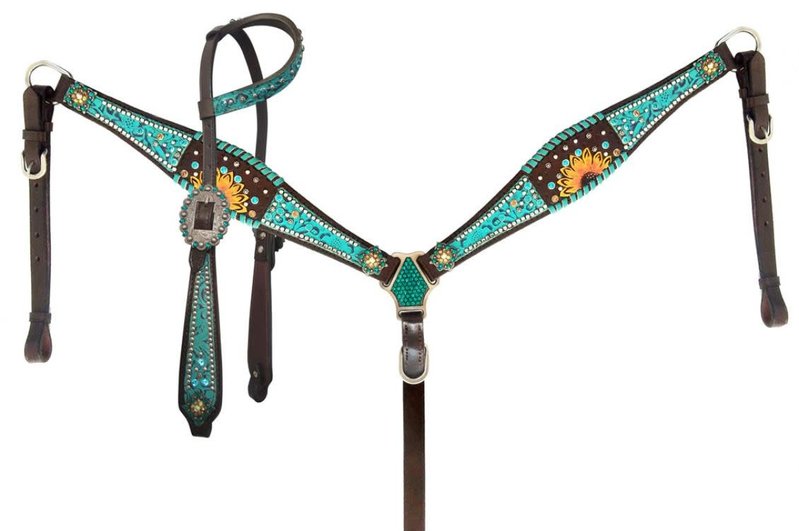 Showman Tack Set - Showman Sunflower and Turquoise