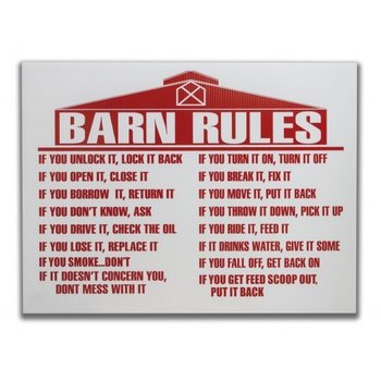 Barn Rules Sign