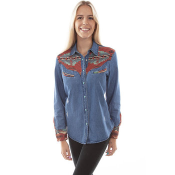 Scully Leather Women's Scully Denim and Aztec Shirt