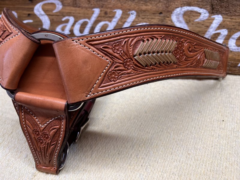 Circle L Circle L Wide Tooled Breast Collar with Rawhide Accents