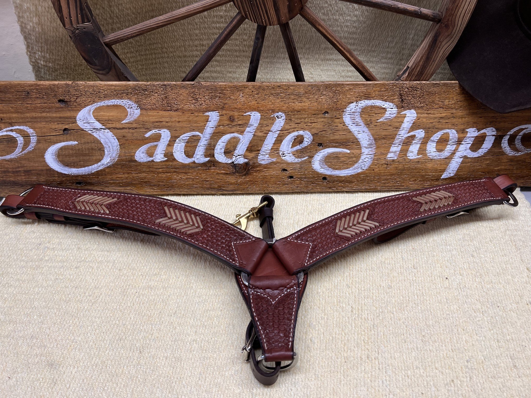 Circle L Breast Collar with Rawhide Stitch and Basket - Gass Horse