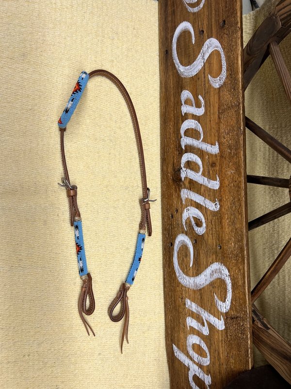 Wild Star Wild Star Blue Beaded One Ear Headstall