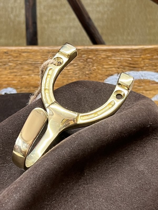 Solid Brass Horseshoe Hook - 2.5"W X 4"L