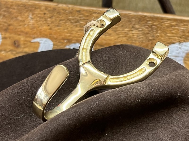 Solid Brass Horseshoe Hook - 2.5"W X 4"L