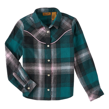 Wrangler Girl's Wrangler Teal/Multi Cotton Flannel Shirt