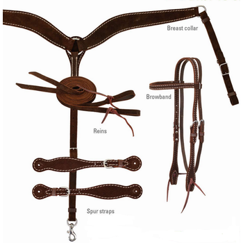 Diamond R Tack Set - Diamond R Roughout with Stitching, Browband