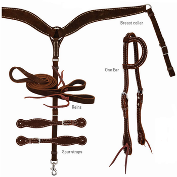 Diamond R Tack Set - Diamond R Roughout with Stitching, One Ear