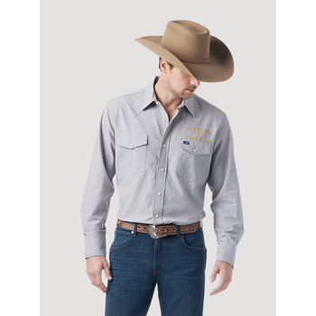 Wrangler Men's Wrangler Yellowstone Chambray Snap Shirt - Grey