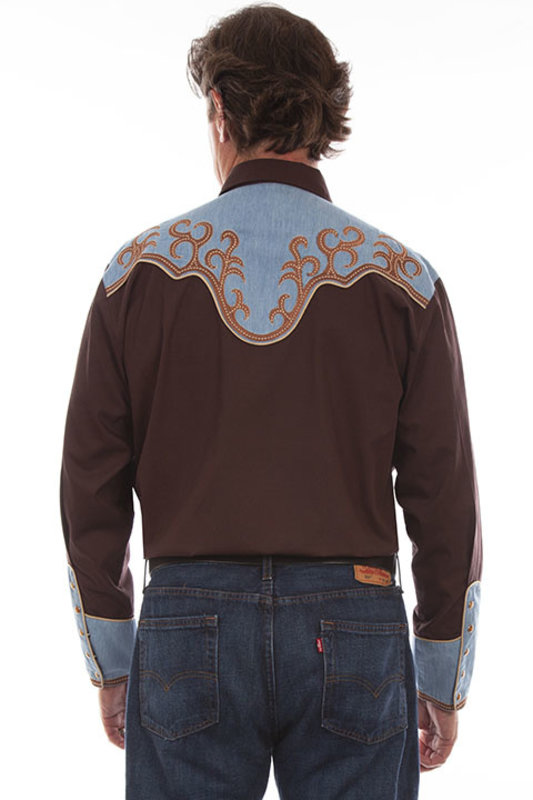 Scully Leather Men's Scully Vintage Western Shirt - Brown/Blue