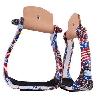 Showman Angled Aluminum Stirrups - American Pride