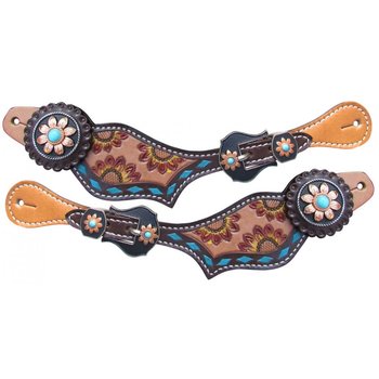 Showman Showman Sunflower and Turquoise Stone Spur Straps