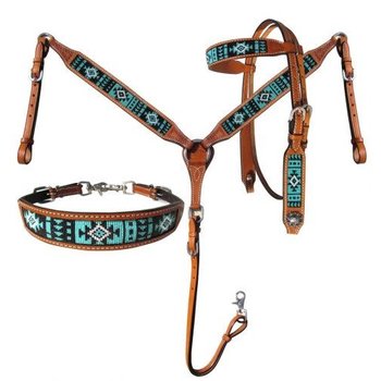 Showman Showman Tack Set - Beaded Turquoise Aztec