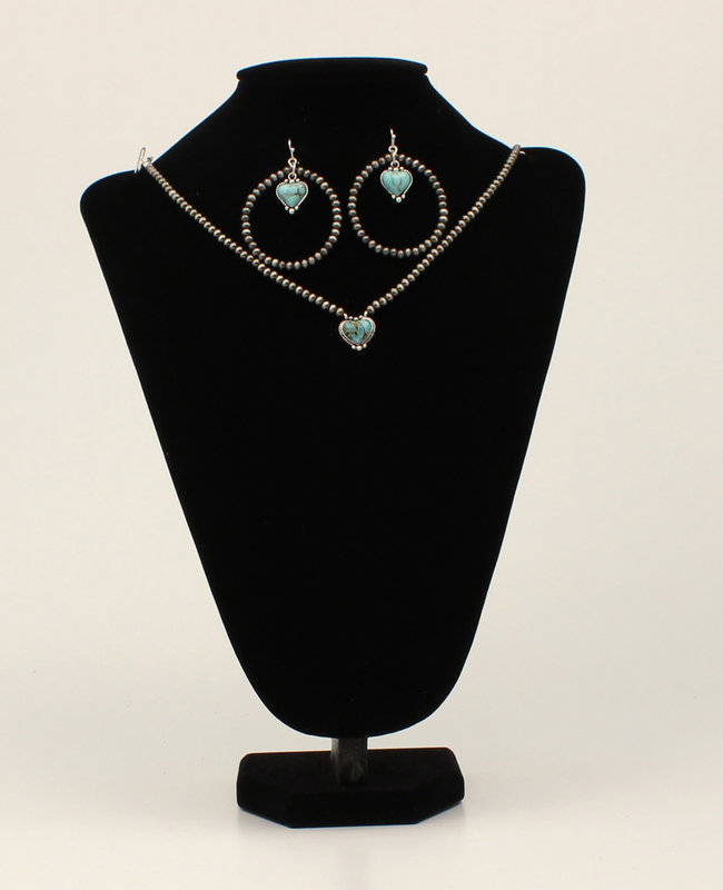 Set - Necklace/Earrings Turquoise Heart