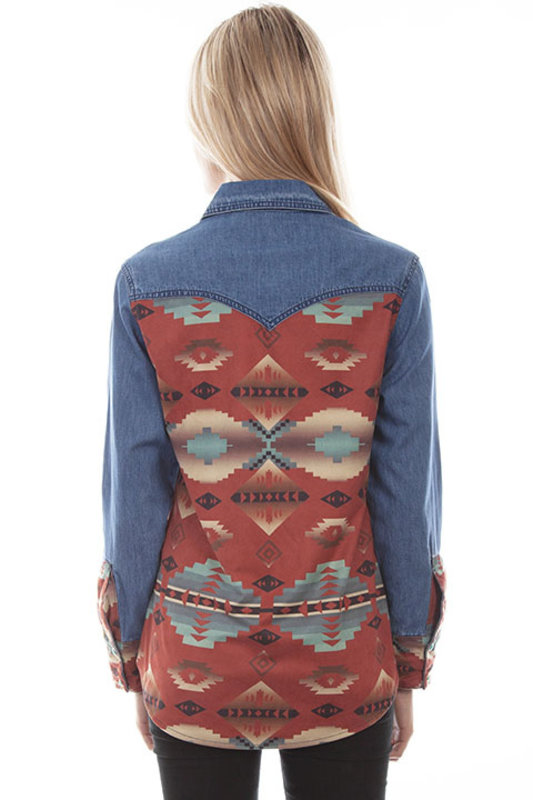 Scully Leather Women's Scully Denim and Aztec Shirt