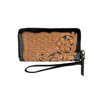 Showman Clutch - Two Toned Basket & Floral Tooled