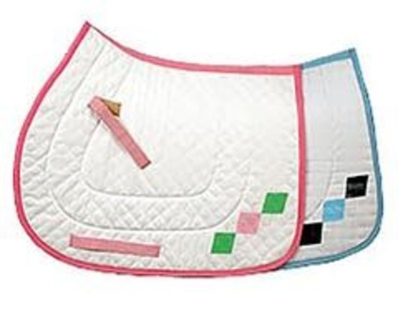 Saddle Pad - Equine Couture Argyle A/P, White/Pink/Green