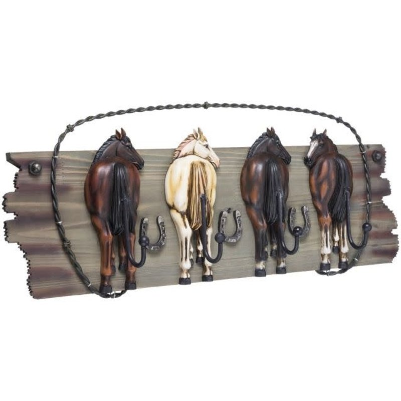 Four Hook Rack - Horses