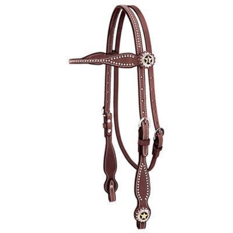 Weaver Texas Star Scalloped Browband Headstall