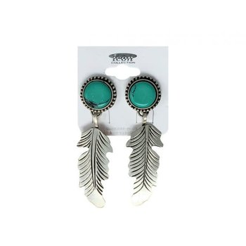 Earrings - Turquoise with Feathers