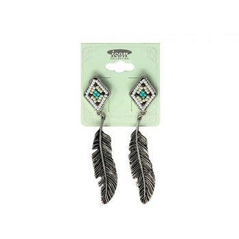 Earrings - Diamond with Feathers