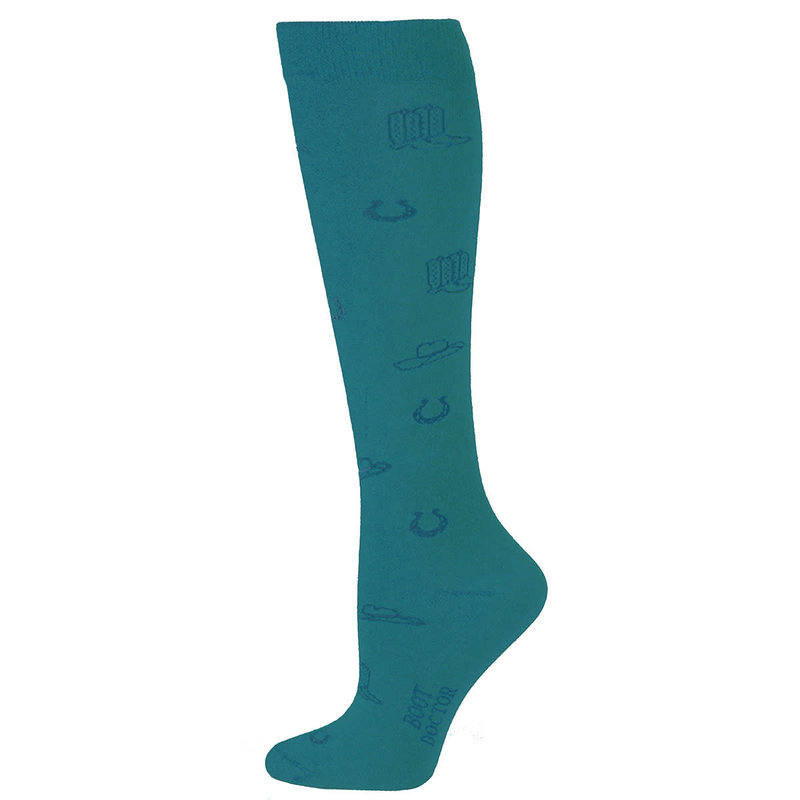 Women's Boot Doctor Over the Calf Socks - Western Turquoise