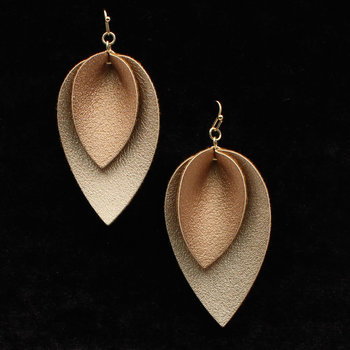 Earrings - Leather Double Leaf